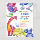 Papier Dinosaures colorés Invitation budgétaire anniversa (Devant)