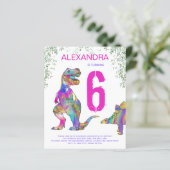 Papier Dinosaures Filles 6e anniversaire fête Budget rose (Debout devant)