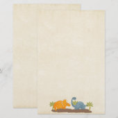 Papier Dinosaures Mignons Faune Préhistorique (Devant / Derrière)