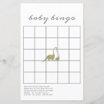 Dinosaures Neutre Baby shower Bingo Jeu