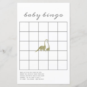 Papier Dinosaures Neutre Baby shower Bingo Jeu