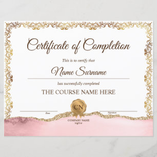 Papier Diplôme Certificat d'achèvement Cours d'attributio