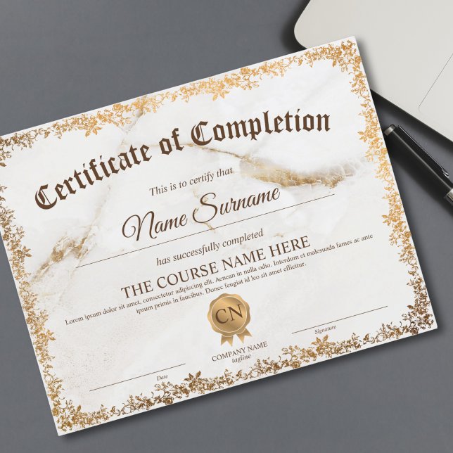 Papier Diplôme Certificat d'achèvement Cours d'attributio (Créateur téléchargé)