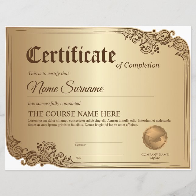Papier Diplôme Certificat de participation Prix (Devant)