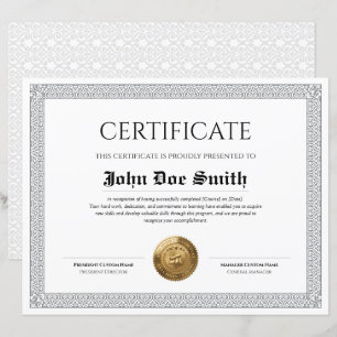 Papier Diplôme Classique Élégant Certificat avec sceau à 