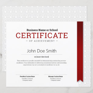 Papier Diplôme Classique Élégant Certificat ruban rouge