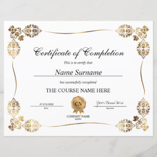 Papier Diplôme d'attribution de certificat d'achèvement c