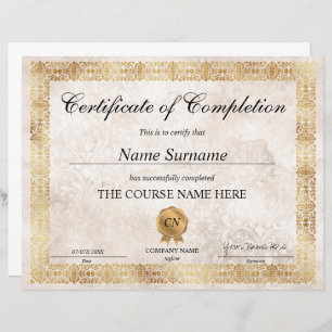 Papier Diplôme d'attribution de certificat d'achèvement c