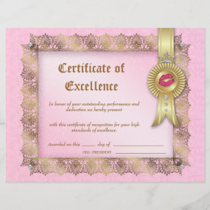 Papier Diplôme de certificat d'excellence en cosmétologie