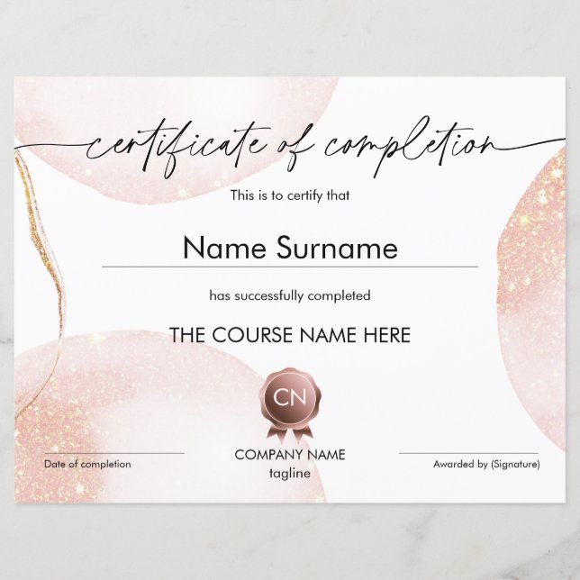 Papier Diplôme de participation à la certification de fin (Devant)