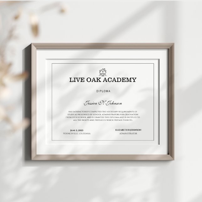 Papier Diplôme d'études à domicile blanc moderne (Custom Homeschool Diploma)