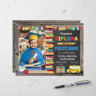 Papier Diplôme d'études préscolaires avec photo