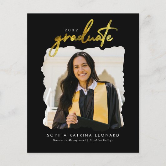 Papier Diplômé du budget Script Gold Photo Graduate (Devant)