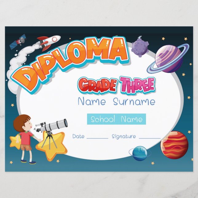 Papier Diplôme élémentaire de troisième année (Devant)