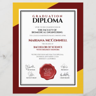 Papier Diplôme universitaire du Red Gold School College