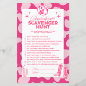 Papier Disco Cowgirl Bachelorette Scavenger Chasse Jeu (Devant)