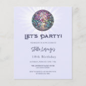 Papier Disco fête lavande violet invitation anniversaire (Devant)