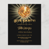 Papier Disco fête noir or budget anniversaire invitation (Devant)