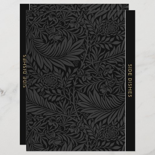 Papier Disque latéral | Diviseur de recettes | Floral noi (Devant / Derrière)