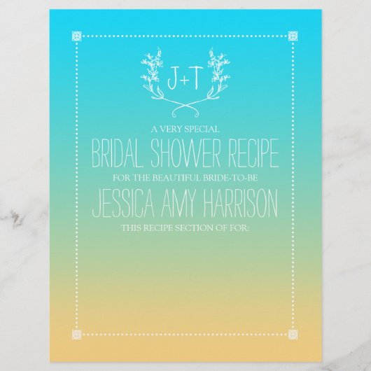 Papier Divider de Fête des mariées Monogram Wreath Beach  (Devant)