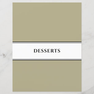 Papier Divider de livre de cuisine Desserts Sage noir