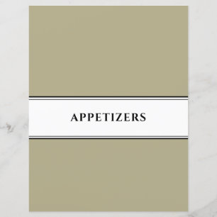 Papier Divider de livre de cuisine Entrées Sage noir