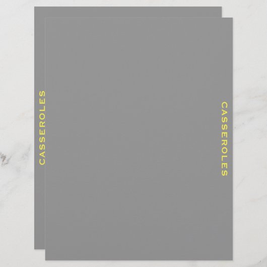 Papier Divider de recette | Casseroles | gris et jaune (Devant / Derrière)