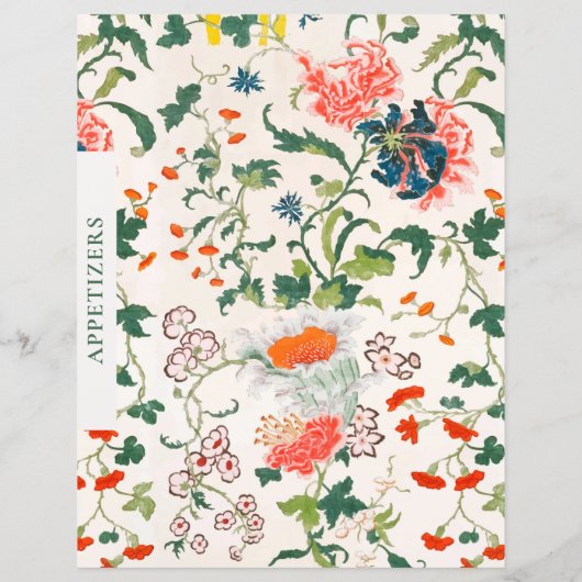 Papier Divider de recette | Entrée | Floral élégant (Dos)