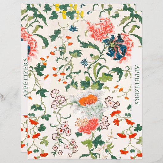 Papier Divider de recette | Entrée | Floral élégant (Devant / Derrière)