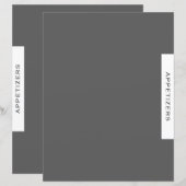 Papier Divider de recette | Entrées | Gris simple et blan (Devant / Derrière)