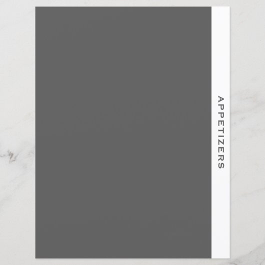 Papier Divider de recette | Entrées | Gris simple et blan (Devant)