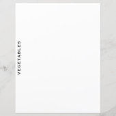 Papier Divider de recette | Légumes | Blanc simple (Dos)