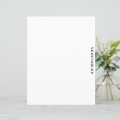 Papier Divider de recette | Légumes | Blanc simple (Debout devant)