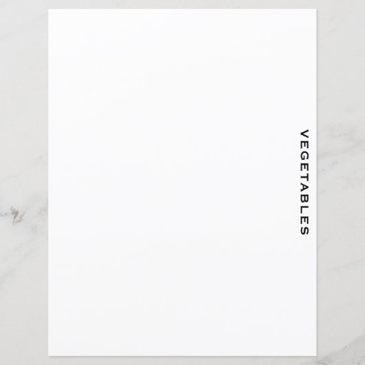 Papier Divider de recette | Légumes | Blanc simple (Devant)