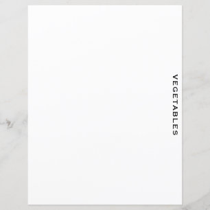 Papier Divider de recette Légumes Blanc simple