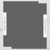Papier Divider de recette | Légumes | Gris et blanc (Devant / Derrière)