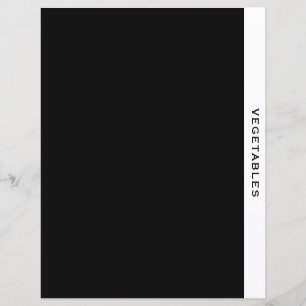 Papier Divider de recette Légumes Noir et blanc
