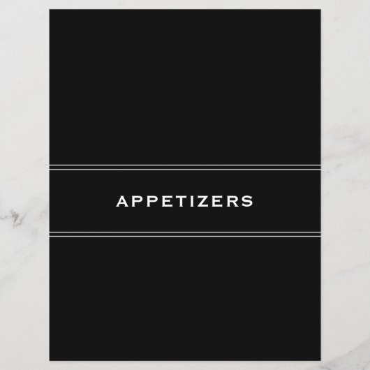 Papier Divider de recette | Noir et blanc | Entrées (Devant)