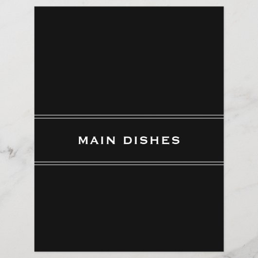 Papier Divider de recette | Noir et blanc | Plats princip (Devant)