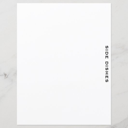 Papier Divider de recette | Plats Côtés | Blanc simple (Devant)