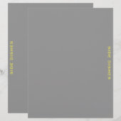 Papier Divider de recette | Plats Côtés | gris et jaune (Devant / Derrière)