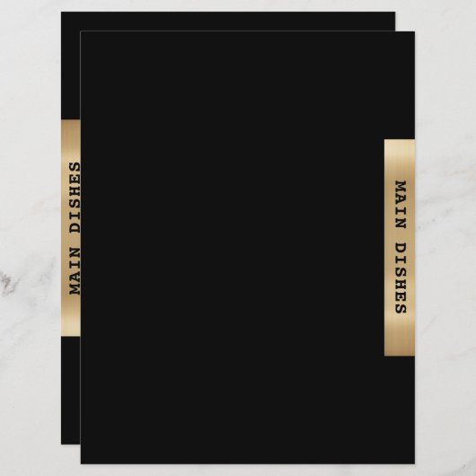Papier Divider de recette | Plats principaux | Or noir (Devant / Derrière)