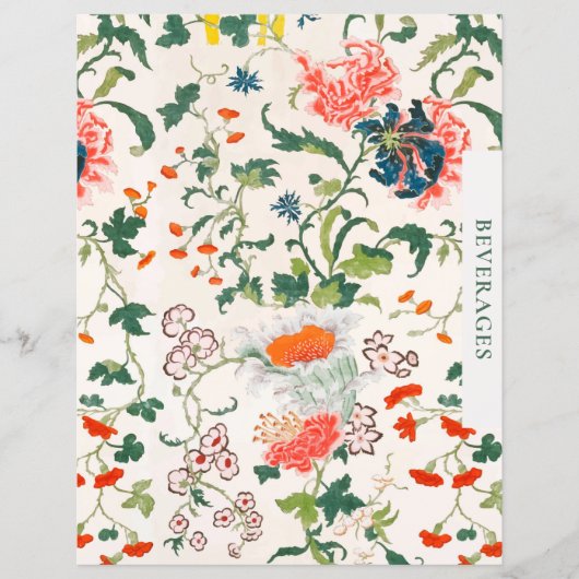 Papier Divider de recette | Recettes de boissons | Floral (Devant)