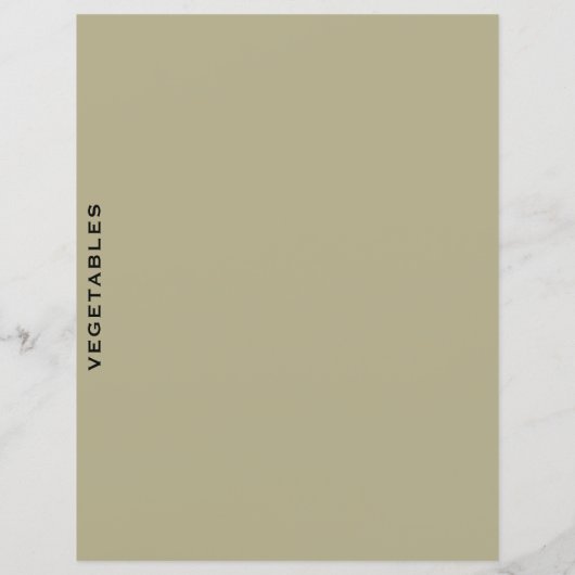 Papier Divider de recette | Sage et noir | Légumes (Dos)