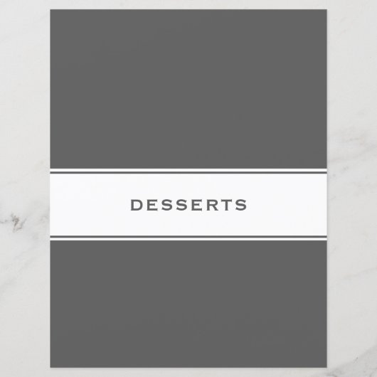 Papier Divider de sujet de recette | Desserts | Gris et b (Dos)