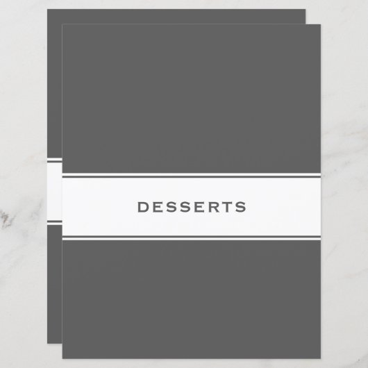Papier Divider de sujet de recette | Desserts | Gris et b (Devant / Derrière)