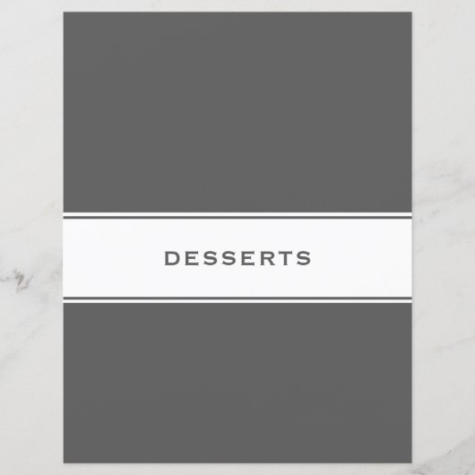 Papier Divider de sujet de recette | Desserts | Gris et b (Devant)