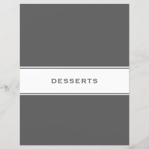 Papier Divider de sujet de recette Desserts Gris et b