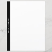 Papier Divider Recette Noire & Blanc | Plats Côtés (Dos)
