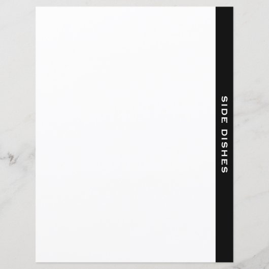 Papier Divider Recette Noire & Blanc | Plats Côtés (Devant)